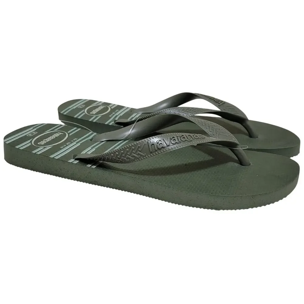 Havaianas Men Top Basic Flip Flop Thong Sandals Size US 8 Green Striped BF8
